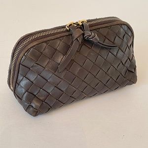Bottega Veneta Intrecciato Brown leather small pouch cosmetic case mini bag